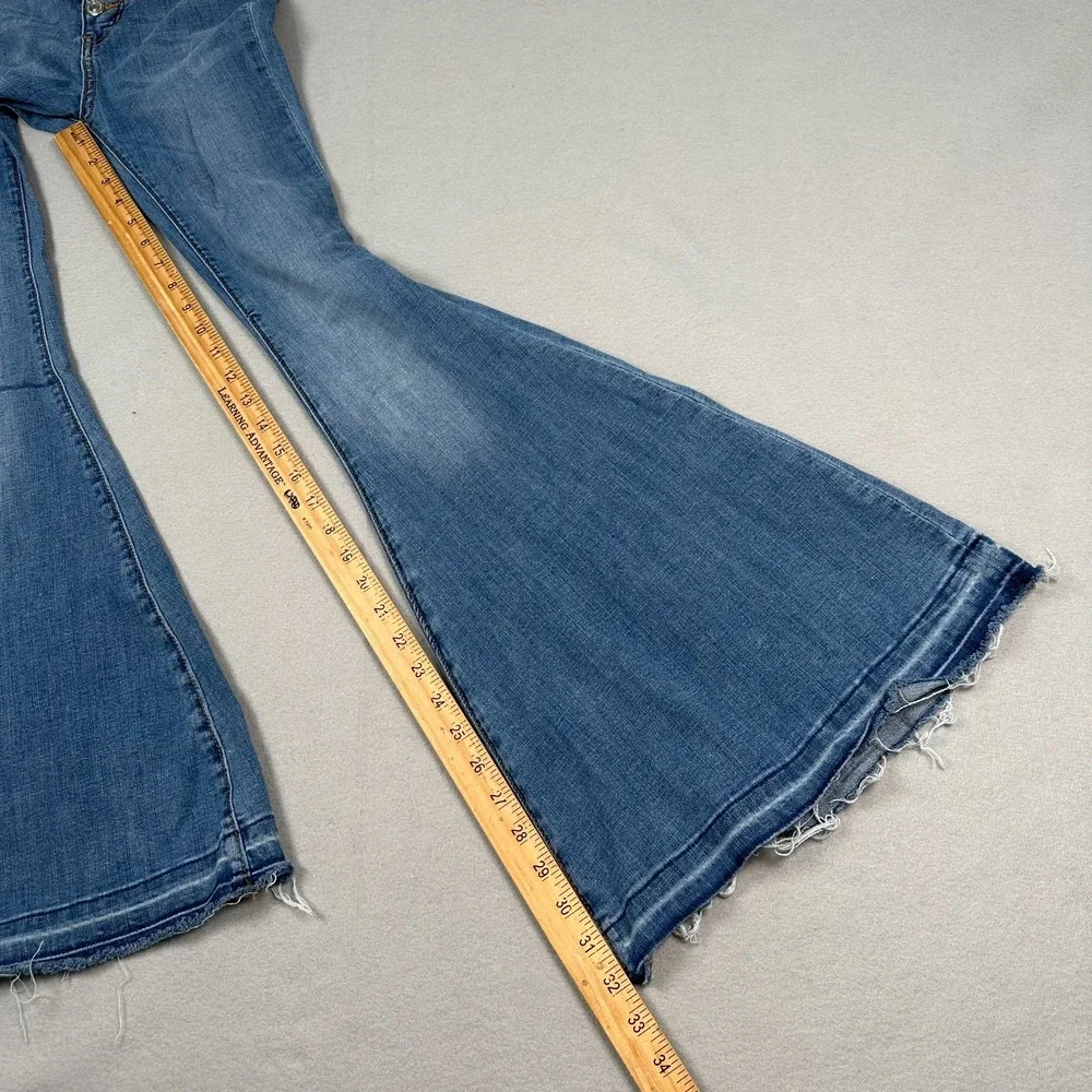 Free People Irreplaceable Flare Jean 25 Button Fly Mid Rise Bell Bottom Festival - Picture 5 of 12